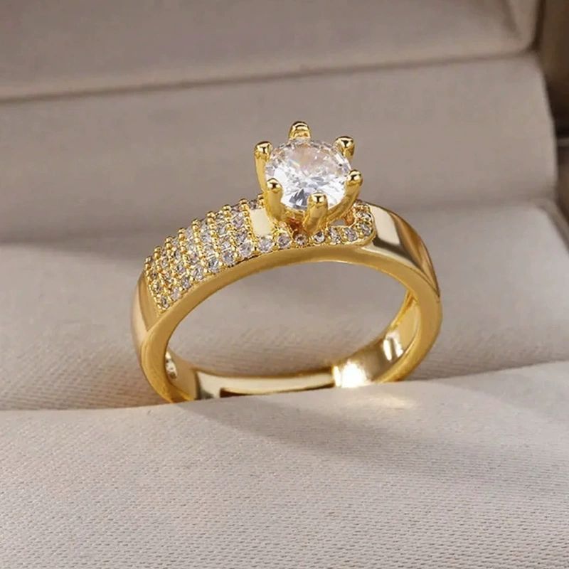 18K Gold-Plated Full Diamond Luxury Ring with Box - Image 4