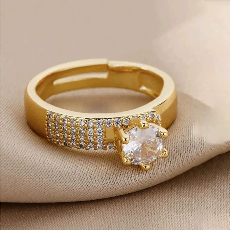 18K Gold-Plated Full Diamond Luxury Ring with Box - Image 5